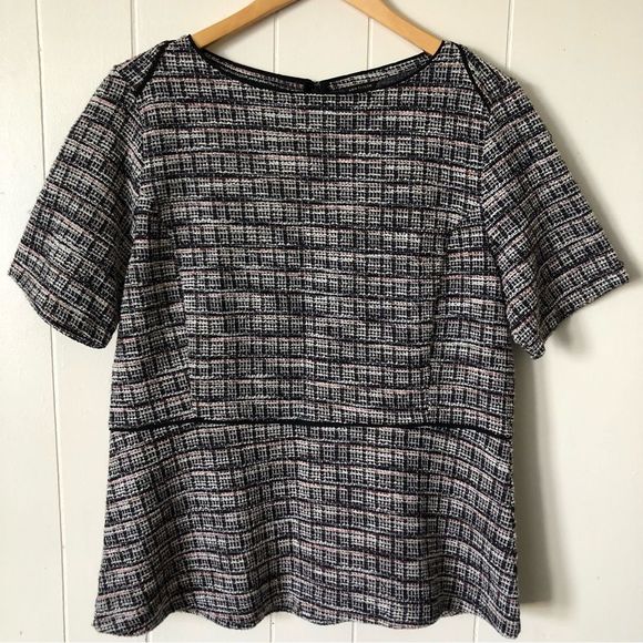Ann Taylor Short Sleeve Cotton Blend Top Blouse Size L - Picture 1 of 8